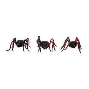  Set Of 6 Bethany Lowe Orange / Black Spider Figures 