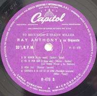 RAY ANTHONY Capitol H 476 I Remember Glenn Miller EP 10  