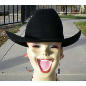  Vintage Foleys Black Felt Cowgirl Cowboy Hat Size 7 1/2 