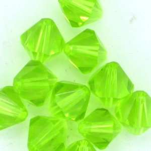  20 LIME GREEN ROCKn CRYSTAL 6MM FACETED BICONE BEADS 