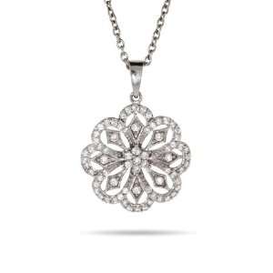    Vintage Silver Flower Petal Pendant Eves Addiction Jewelry