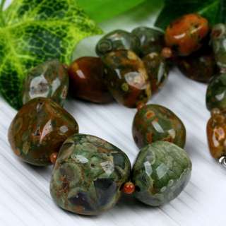 Rhyolite Jasper Gemstone Nugget Beads Necklace 18L  
