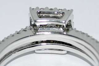   3PC ENGAGEMENT RING + TWO DIAMOND BANDS PRINCESS CUT 14K WHITE  