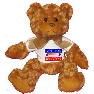 VOTE FOR BRAXTON Plush Teddy Bear with WHITE T Shirt Toys 