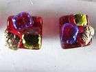 Earrings Small Post Dichroic Fused Glass 1/4 Stud #309  
