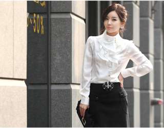 NEW Fashion Luxury Victorian Retro Women Tops Ruffle Slim OL Shirt 