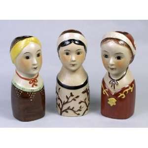 Handpainted 3 Doll Porcelain Head Planters by AA Importing  