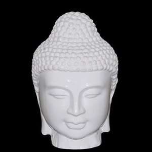  11 White Ceramic Buddha Head Statue