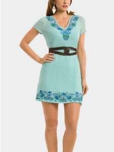 NEW $178 MARCIANO GUESS EVONNE EMBROIDERED SILK DRESS L  