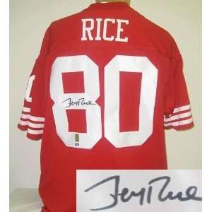  Jerry Rice Autographed/Hand Signed Custom Red Jersey 
