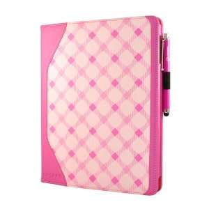   Retro Pink Plaid Smart Case Cover Stand & Hand Strap for Apple iPad 2
