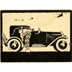  1924 Line Cut Angrave Commercial Art Vintage Motorcar 