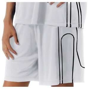  Womens Moisture Management Game Muscle Shorts WHITE/BLACK 