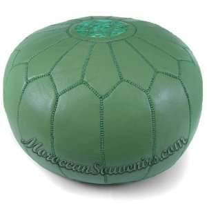  Olive Green Moroccan Leather Pouf