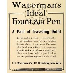  1912 Ad Waterman Ideal Fountain Pen Traveling Outfit 