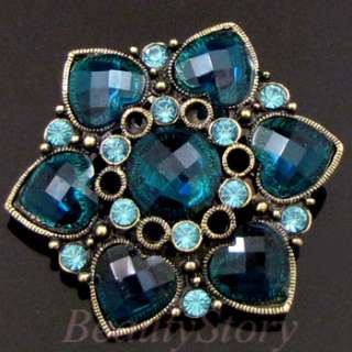 ADDL Item  1pc antiqued rhinestone crystal flower brooch 