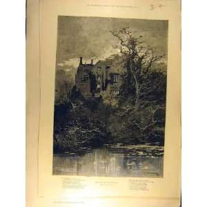  1887 Montbard Old House Home Poem Old Print: Home 