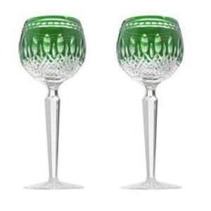 Waterford Clarendon Emerald Hock Glasses   Pair  Kitchen 