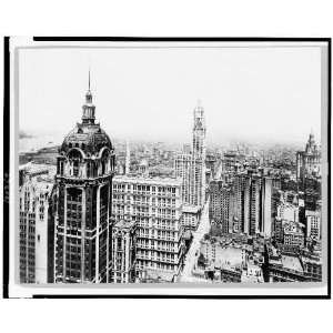  Singer and Woolworth Buildings from 120 Broadway c1916 
