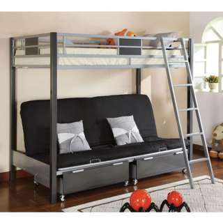 Full Metal Constructed Futon / Twin Size Bunk Bed w/ Mattress 
