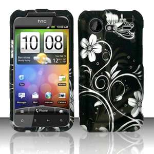 Hard SnapOn Cover Case HTC INCREDIBLE 2 6350 Flower WHT  