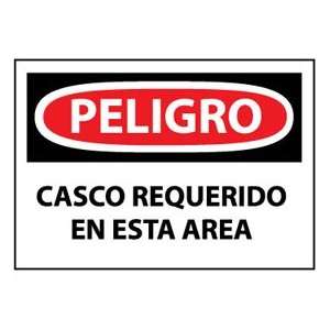  Spanish Plastic Sign   Peligro Casco Requerido En Esta 