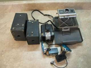 VTG CAMERA LOT Kodak BROWNIE 2,E,HAWKEYE Polaroid FLASH  