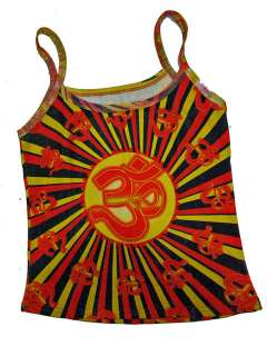 Hindu Yoga OHM Shirt Clothing Om Print Bohemian Orange Red AUM Tank 