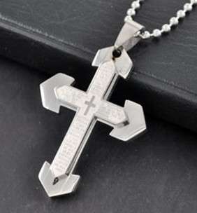 mens stainless steel pendant cross necklace W chain new  