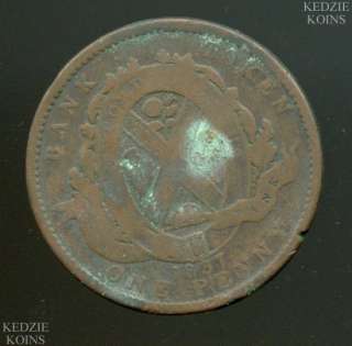 Canada 1837 Quebec Bank 2 Sous Penny z164  