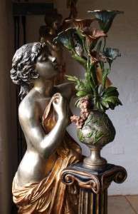 Stunning Large Bronze Classical Lady Lamp   70 High  