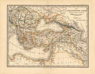 Antique Map OSMANIAN EMPIRE TURKEY HISTORY Spruner 1890  