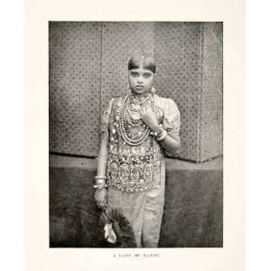 1907 Print Portrait Costume Lady Kandy India Sri Lanka Nayaks Dynasty 