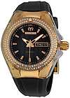 TechnoMarine Mens Dual Time Gold Bezel Black Dial Watch UFDT02G items 