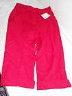 WOMENS SAG HARBOR RED LINEN CAPRI PANTS SIZE 8 NEW WITH