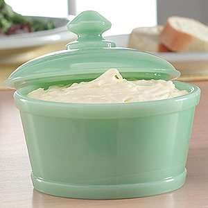  Jadeite Glass Tub Butter Dish: Kitchen & Dining