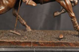 Bronze Polo Player Horse Jockey English Signed Milo  