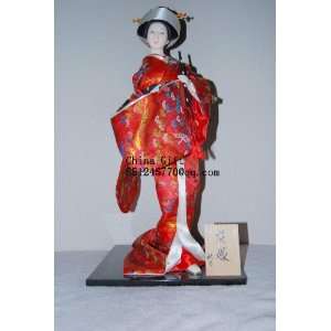 22 Japanese Geisha Oriental Doll   Red & Blak Doll 