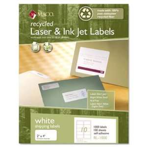  Maco Recycled Laser and InkJet Labels, 8 1/2 x 11 Inches 