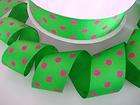 Hot Pink Lime Green Polka Dot Ribbon 1.5 Reversible Fabric Basket 