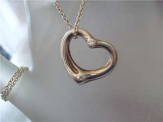 Tiffany & Co Elsa Peretti Diamond Open Heart Necklace  