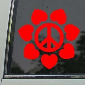  Peace And Love Flower Red Decal Truck Window Red Sticker 