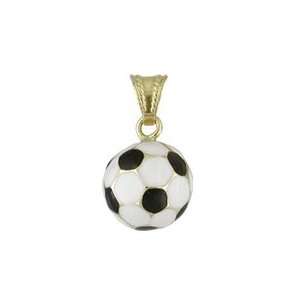   Yellow Gold Enamel Soccer Ball Charm (12mm/21mm with Bail) Jewelry