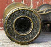 Small Antique Working Brass Binoculars Signed Lemaire Fab. Paris WWI 
