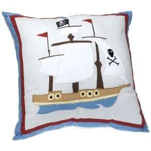  Pirate World 18 x 18 Square Pirate Ship Decorative Pillow 
