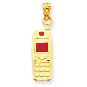  14k Gold Enameled Cell Phone Charm Jewelry