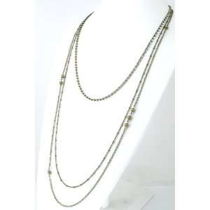  Elegant Fancy Crystal Bead Multi Chained Long Necklace 