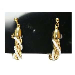  Gold Plated Link and Pearl Earrings   Fashion Earrings 