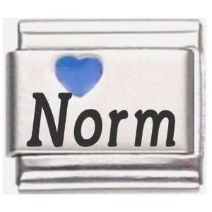    Norm Dark Blue Heart Laser Name Italian Charm Link Jewelry