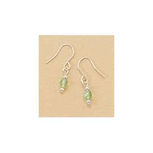   Earrings on French Wire   7/16 in long Lime Green Crystal Child size